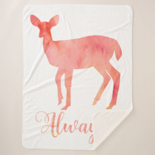 Couverture Sherpa Aquarelle toujours rose Doe Deer