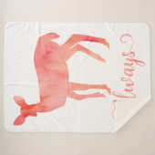 Couverture Sherpa Aquarelle toujours rose Doe Deer (Devant (Horizontal))