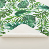 Couverture Sherpa Aquarelle Tropical Feuille Vert Moderne (3/4)
