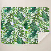Couverture Sherpa Aquarelle Tropical Feuille Vert Moderne (Devant (Horizontal))