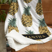 Couverture Sherpa Aquarelle tropicale Motif ananas avec nom