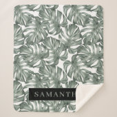 Couverture Sherpa Aquarelle tropicale Oasis moderne Feuille Motif (Devant)