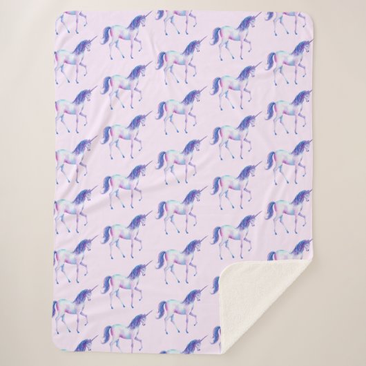 Couverture Sherpa Aquarelle Unicorne (Devant)