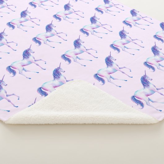 Couverture Sherpa Aquarelle Unicorne (3/4)