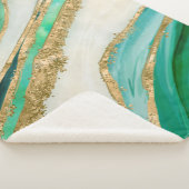 Couverture Sherpa Aquarelle vert émeraude et or (3/4)