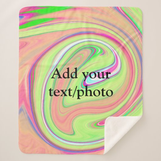 Couverture Sherpa Aquarelle vert simple ajouter votre nom de texte  (Devant)