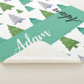 Couverture Sherpa Aquarelle verte de merisier Monogramme (3/4)