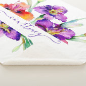 Couverture Sherpa Aquarelle violette Iris personnalisée (3/4)