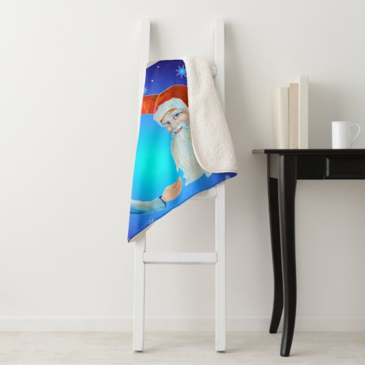 Couverture Sherpa Aquarelle Whimsical Santa Claus Joyeux Noël (En situation)