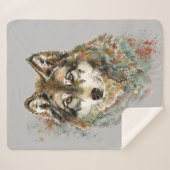 Couverture Sherpa Aquarelle Wolf Faune Animal Nature Art (Devant (Horizontal))