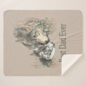 Couverture Sherpa Aquarelle Wolf meilleur père père jamais citée (Devant (Horizontal))