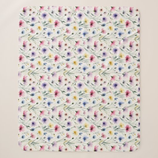 Couverture Sherpa Aquarelles Florales (Devant)