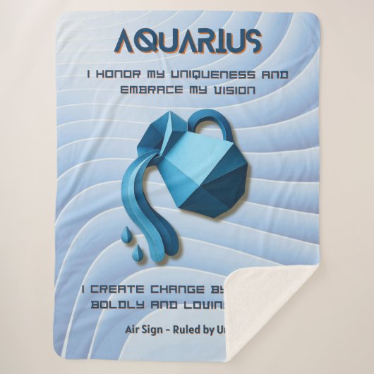 Couverture Sherpa Aquarius Zodiac Sign Modern 3D Astrology Design (Devant)