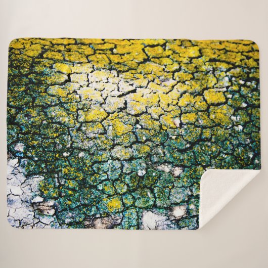 Couverture Sherpa Arbre Abstrait vert et jaune (Devant (Horizontal))