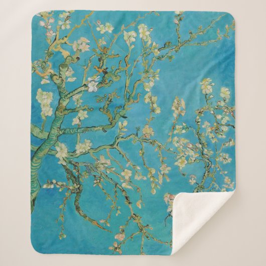 Couverture Sherpa Arbre d'amande en fleurs par Van Gogh (Devant)