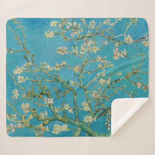 Couverture Sherpa Arbre d'amande en fleurs par Van Gogh (Devant (Horizontal))