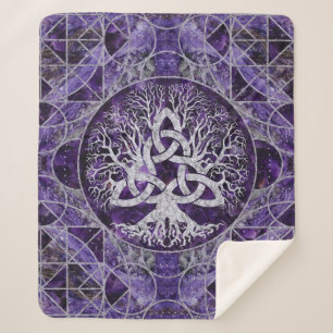 Couverture Sherpa Arbre de la vie avec l'améthyste et l'argent de