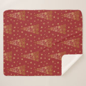 Couverture Sherpa Arbre de Noël élégant rouge et or (Devant (Horizontal))