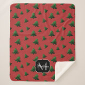 Couverture Sherpa Arbre de Noël étincelant vert étincelant Monogram  (Devant)