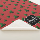 Couverture Sherpa Arbre de Noël étincelant vert étincelant Monogram  (3/4)