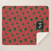 Couverture Sherpa Arbre de Noël étincelant vert étincelant Monogram  (Devant (Horizontal))