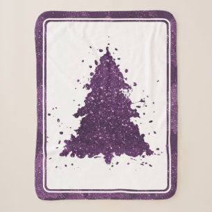 Couverture Sherpa Arbre de Noël Moody Plum profond