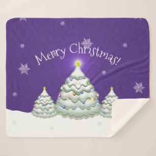 Couverture Sherpa Arbre de Noël pourpre neige Sherpa Blanket