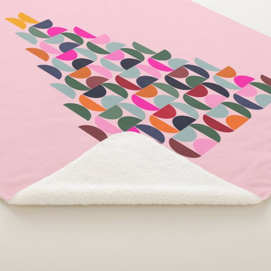 Couverture Sherpa Arbre de Noël rose (3/4)