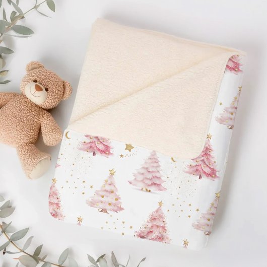 Couverture Sherpa Arbre de Noël Rose Girl