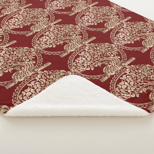 Couverture Sherpa Arbre d'or de Noël Motif Red Marron (3/4)