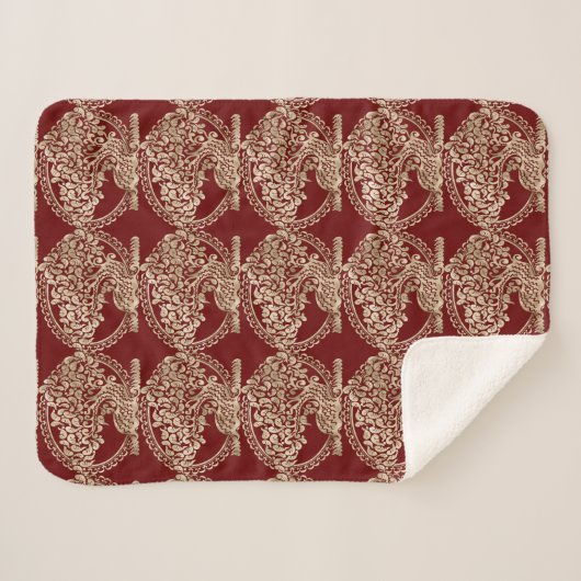 Couverture Sherpa Arbre d'or de Noël Motif Red Marron (Devant (Horizontal))