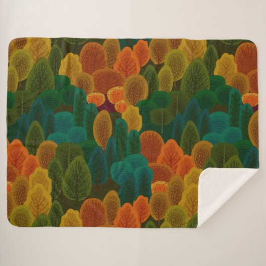 Couverture Sherpa Arbres d'automne colorés modernes (Devant (Horizontal))