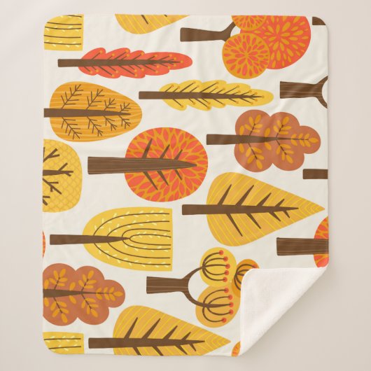 Couverture Sherpa Arbres d'automne, motif sans soudure. (Devant)