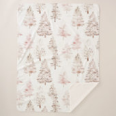 Couverture Sherpa Arbres de Noël blanc rose pâle (Devant)