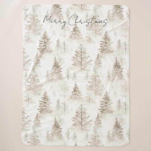 Couverture Sherpa Arbres de Noël Crème Chic (Devant)