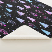 Couverture Sherpa Arbres de Noël modernes violet rose Motif noir (3/4)