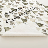 Couverture Sherpa Arbres de Noël vert olive (3/4)