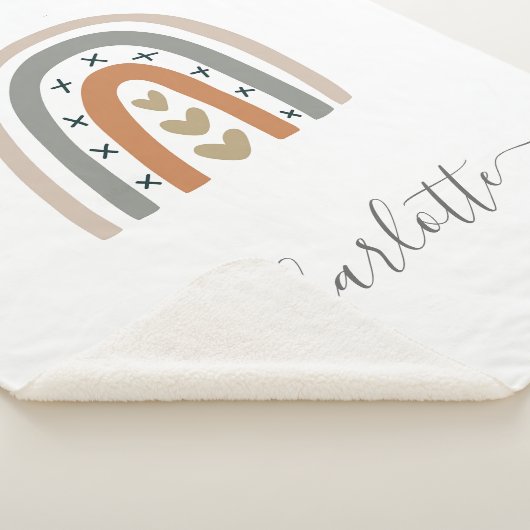 Couverture Sherpa Arc-en-ciel beige gris blanc boho pépinière mignon (3/4)