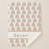 Couverture Sherpa Arc-en-ciel beige gris blanc nom boho pépinière (Devant)