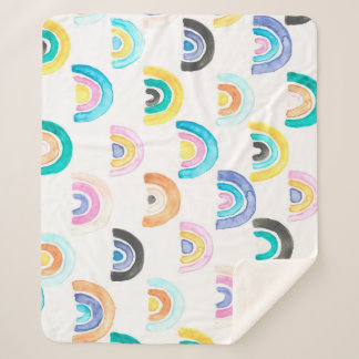 Couverture Sherpa Arc-en-ciel enfant, Motif pour enfants aquarelle.