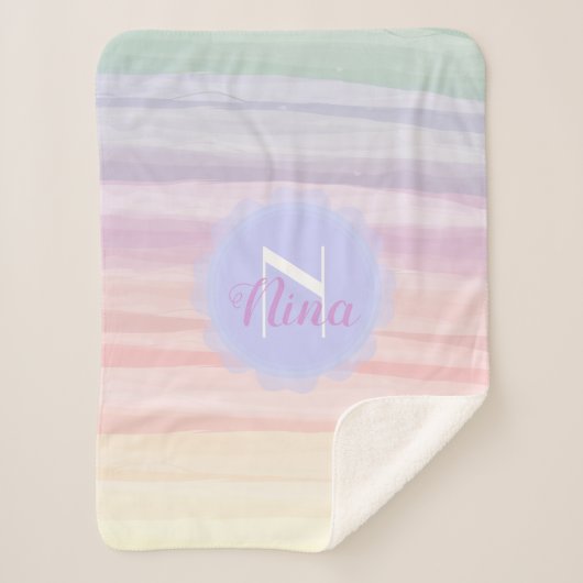 Couverture Sherpa Arc-en-ciel Pastel Colors Aquarelle Brush (Devant)