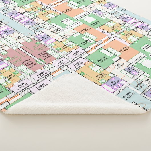 Couverture Sherpa Architectural Blueprint Pattern Throw Blanket (3/4)