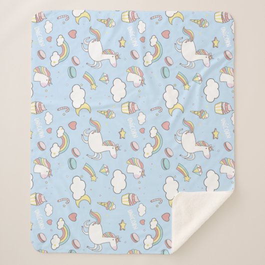 Couverture Sherpa Arcs-en-ciel et licornes (Devant)