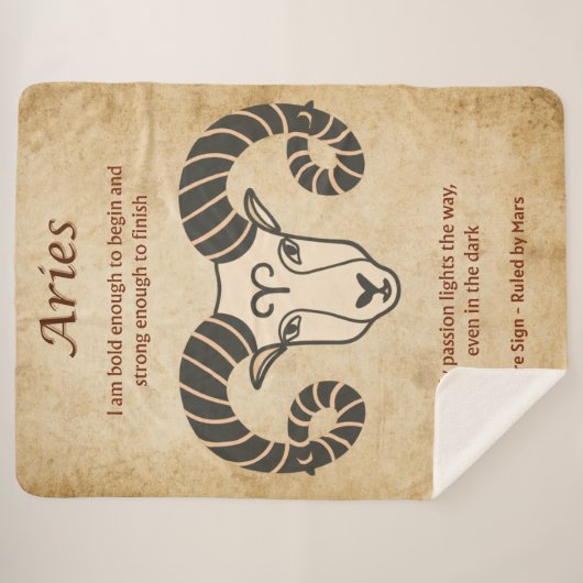 Couverture Sherpa Aries Zodiac Design with Bold Aries Affirmations  (Devant (Horizontal))