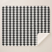 Couverture Sherpa Arlequin Motif de diamants noir et blanc (Devant (Horizontal))