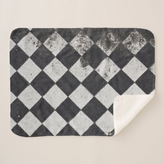 Couverture Sherpa Arlequin noir et blanc (Devant (Horizontal))