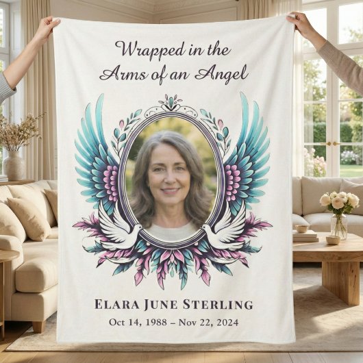 Couverture Sherpa Arms of an Angel Memorial Suicide Loss Teal Purple