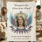 Couverture Sherpa Arms of an Angel Memorial Suicide Loss Teal Purple