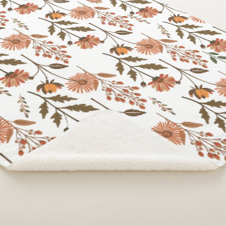 Couverture Sherpa Arrangement floral d'automne