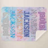 Couverture Sherpa Arrière - plan d'aquarelle de nom personnalisé Big (Devant (Horizontal))